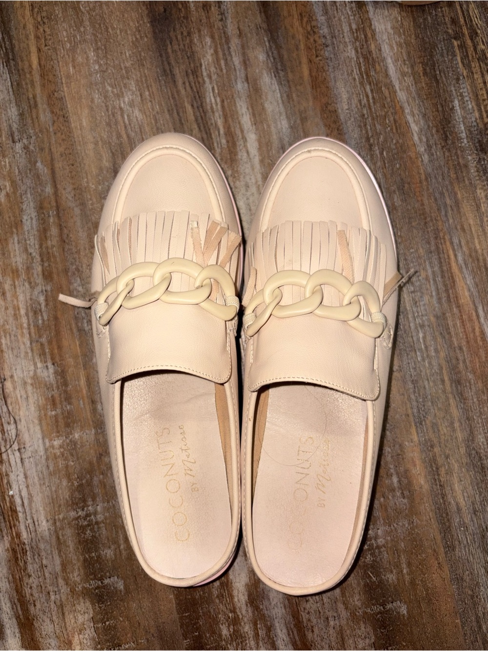 Coconuts by Matisse Cream Fringe Chain Mules